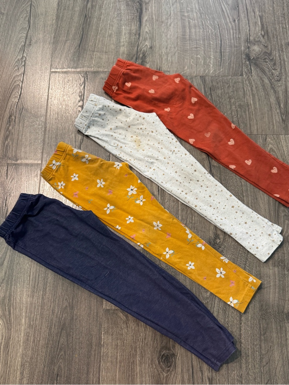 Carter’s Kids pant leggings bundle set girls size 7 Floral denim hearts stars